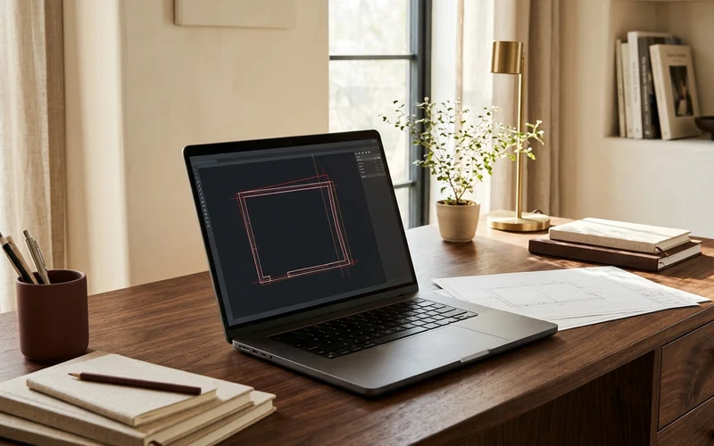 Laser-captured wall outline showing an out-of-square corner