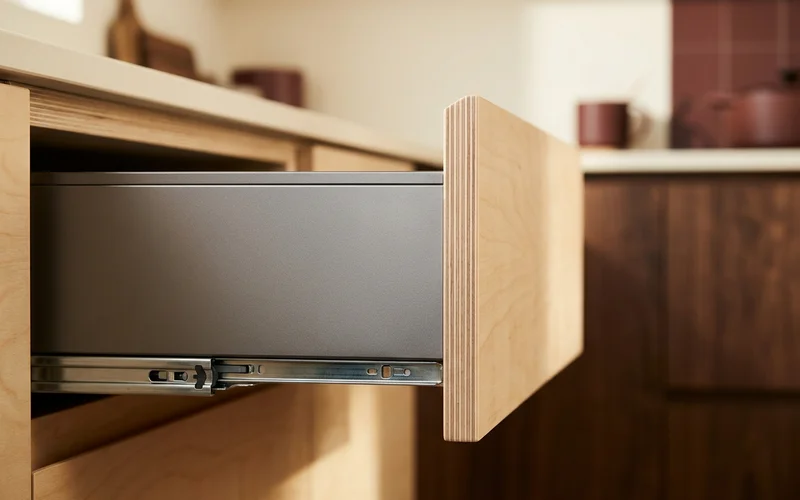 Blum Legrabox drawer inside a Baltic Birch plywood cabinet box