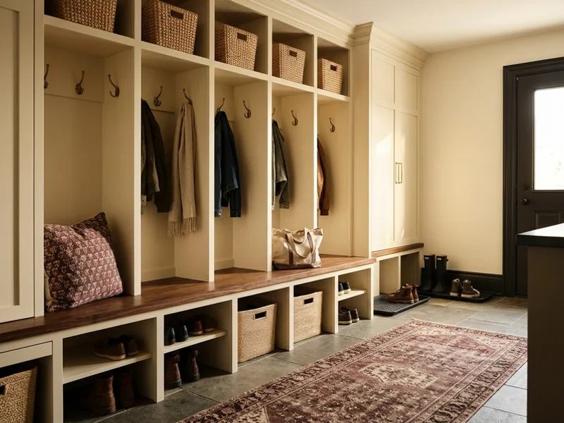 Painted mudroom lockers in an Oak Ridges home