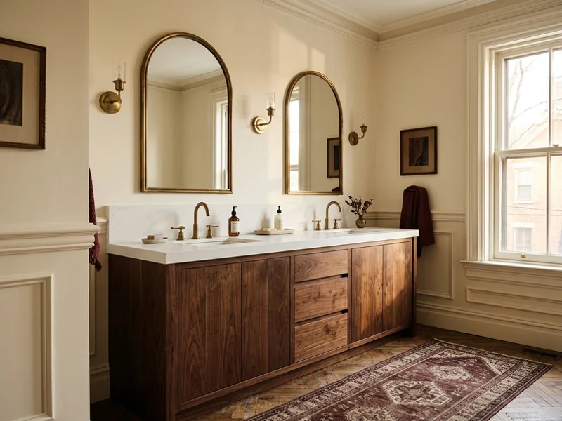 Walnut double vanity in a Victorian bathroom in The Annex