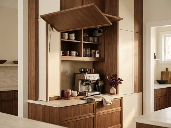 After: aligned doors and an Aventos lift in a High Park kitchen