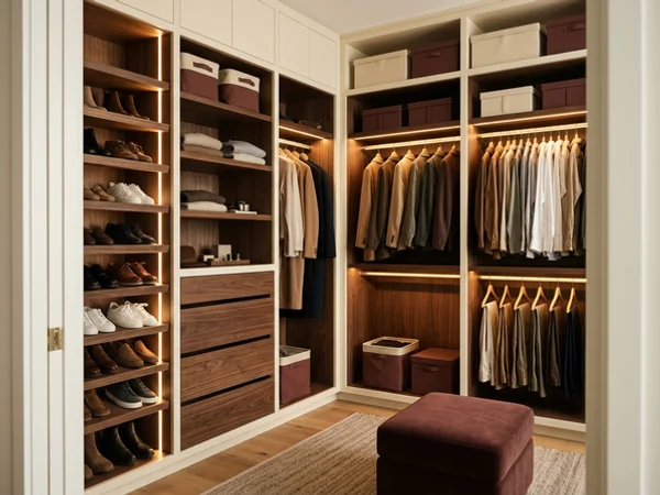 After: LED-lit condo closet system in Liberty Village