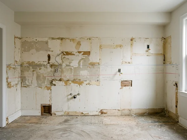 Before: bare kitchen wall with a visible bow in Davisville