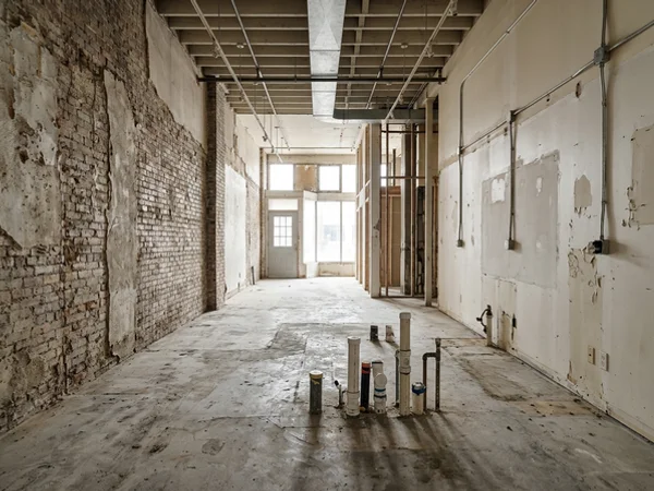 Before: empty retail unit with plumbing rough-ins in Leslieville