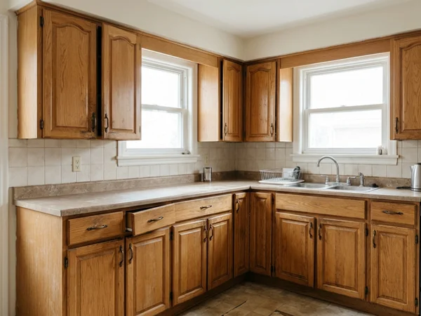 Before: sagging doors and a dropped drawer in a High Park kitchen