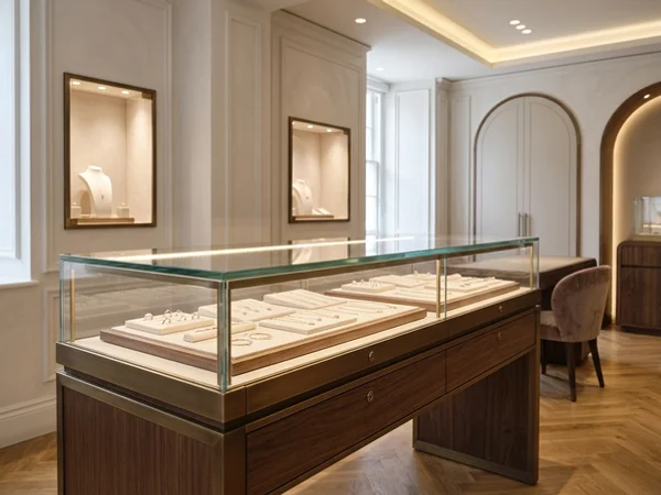 Glass-top display case with LED lighting