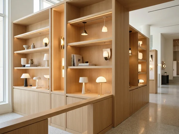 Lighting showroom casework with integrated power